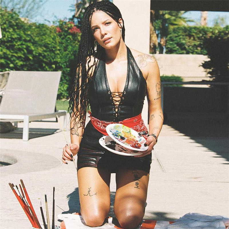 Style women's halterneck lace-up sexy lace-up hollow midriff-baring vest for women