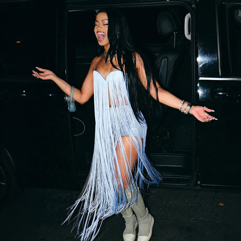 Pure Desire Hot Girl Sexy Collar Slim Backless Personalized Tassel Camisole Women's Wear